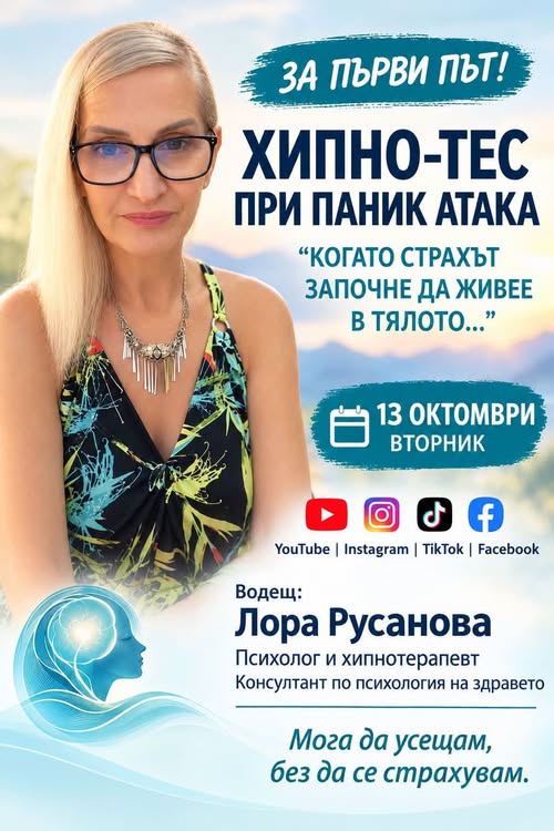 ХИПНО-ТЕС при ПАНИК АТАКА. За пръв път - с Лора Русанова